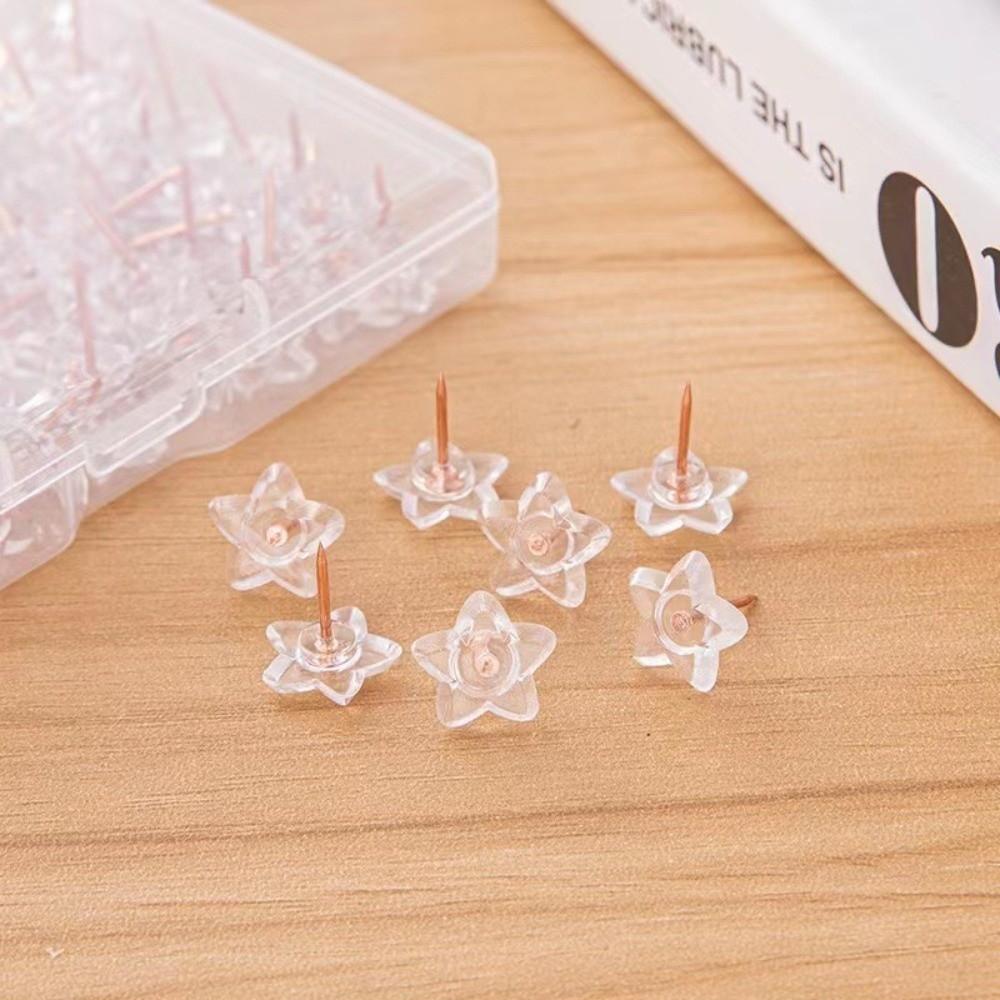 A Box Heart Shape Push Pins 50/100PCS Transparent Flower Push Pin Heart Push Pins  School