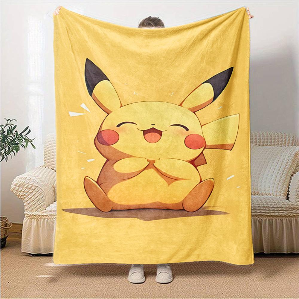 1pc Pikachu, Cute blanket Lightweight Flannel Throw for Sofa Bed Travel Camping Livingroom Office Couch Chair