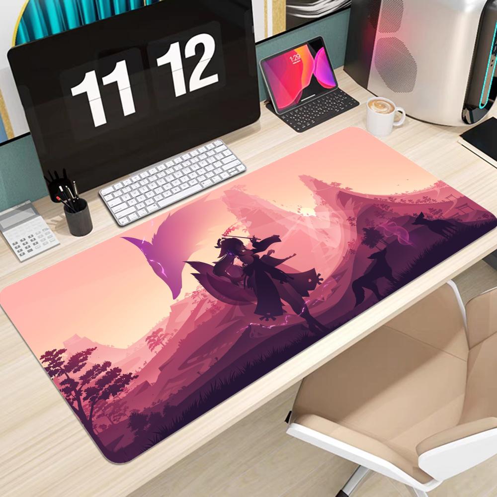 Genshin Impact Yae Miko Mousepad Animation Office Student Gaming Thickened Large Non-slip Pad for Teen Bedroom