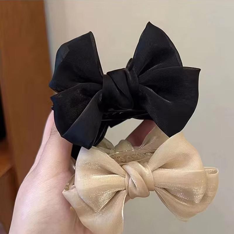 1pc Bow, high ponytail, meatball, headband clip, hair accessory, temperament, braided hair, shark clip hair accessory