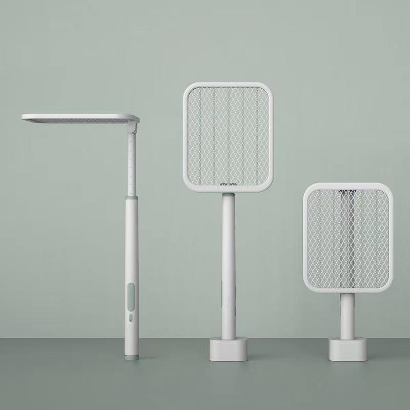 

Folding Electric Mosquito Swatter Can Repel Mosquitoes and Fly Swatter Lithium Retractable Battery USB Charging Base Can Stand білий