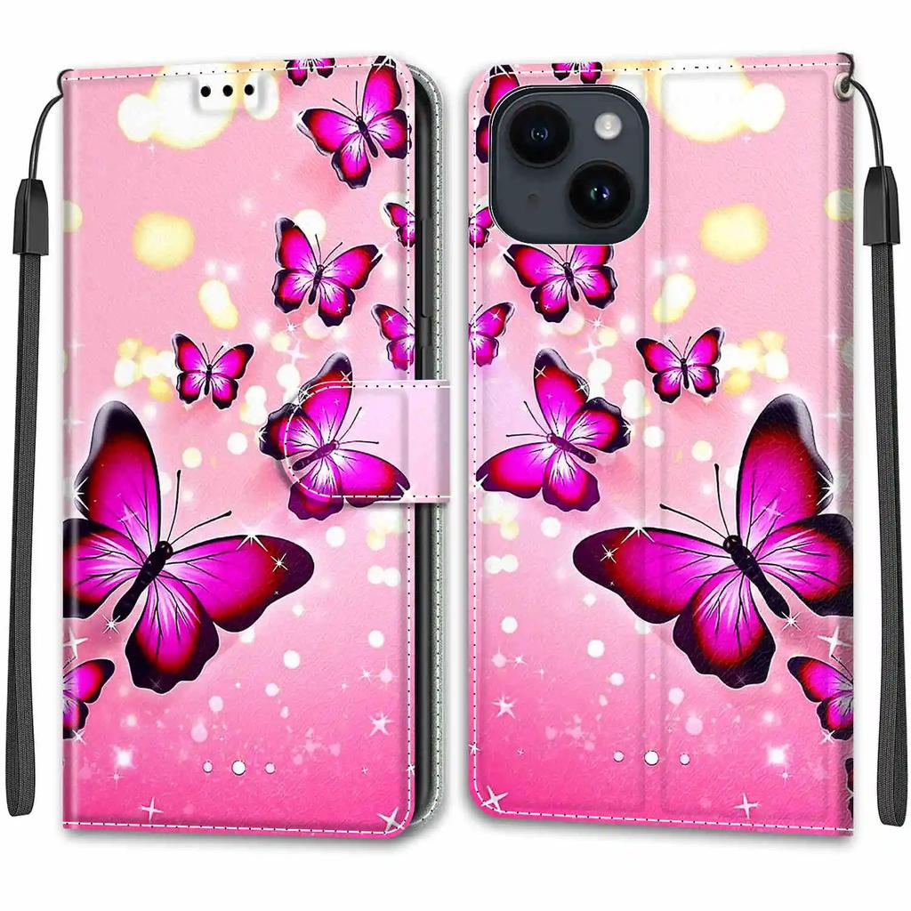 Lovely Butterfly Wallet Case For Google Pixel 8 Pro 7 Pro 7A 6 Pro 6A Pixel8 Pixel7 Magnetic Flip Leather Card Slot Phone Cover