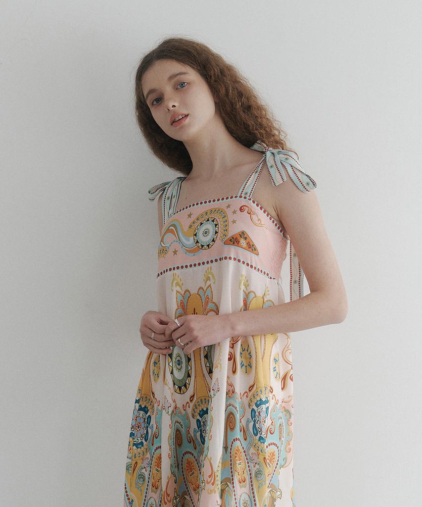 Jyudiaenpol Sunshine Paisley Flare Dress