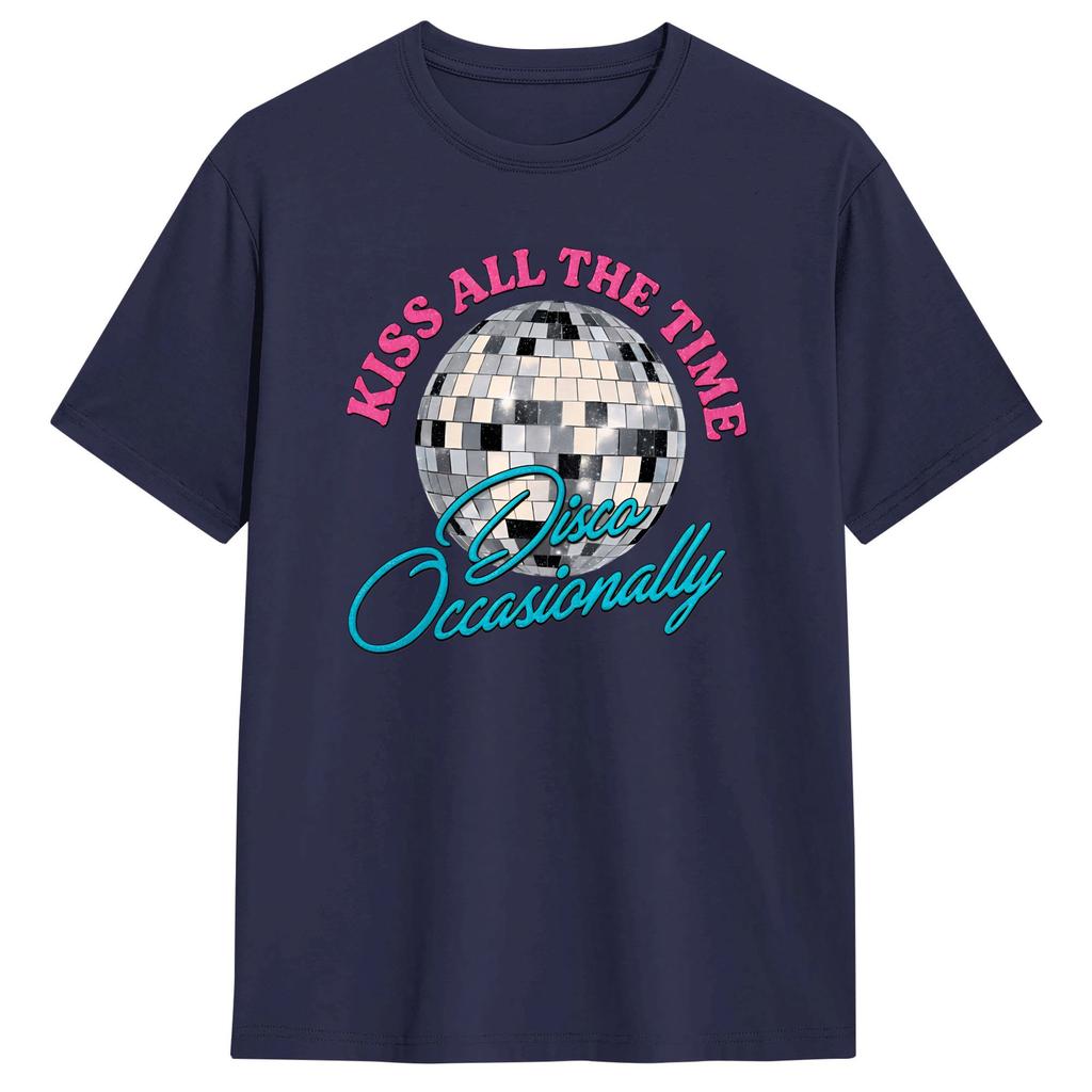 Harry Style Kiss All The Time Disco Occasionally Disco Ball T Shirts for Unisex Pure Cotton Casual TShirts Round Neck Tee Shirt