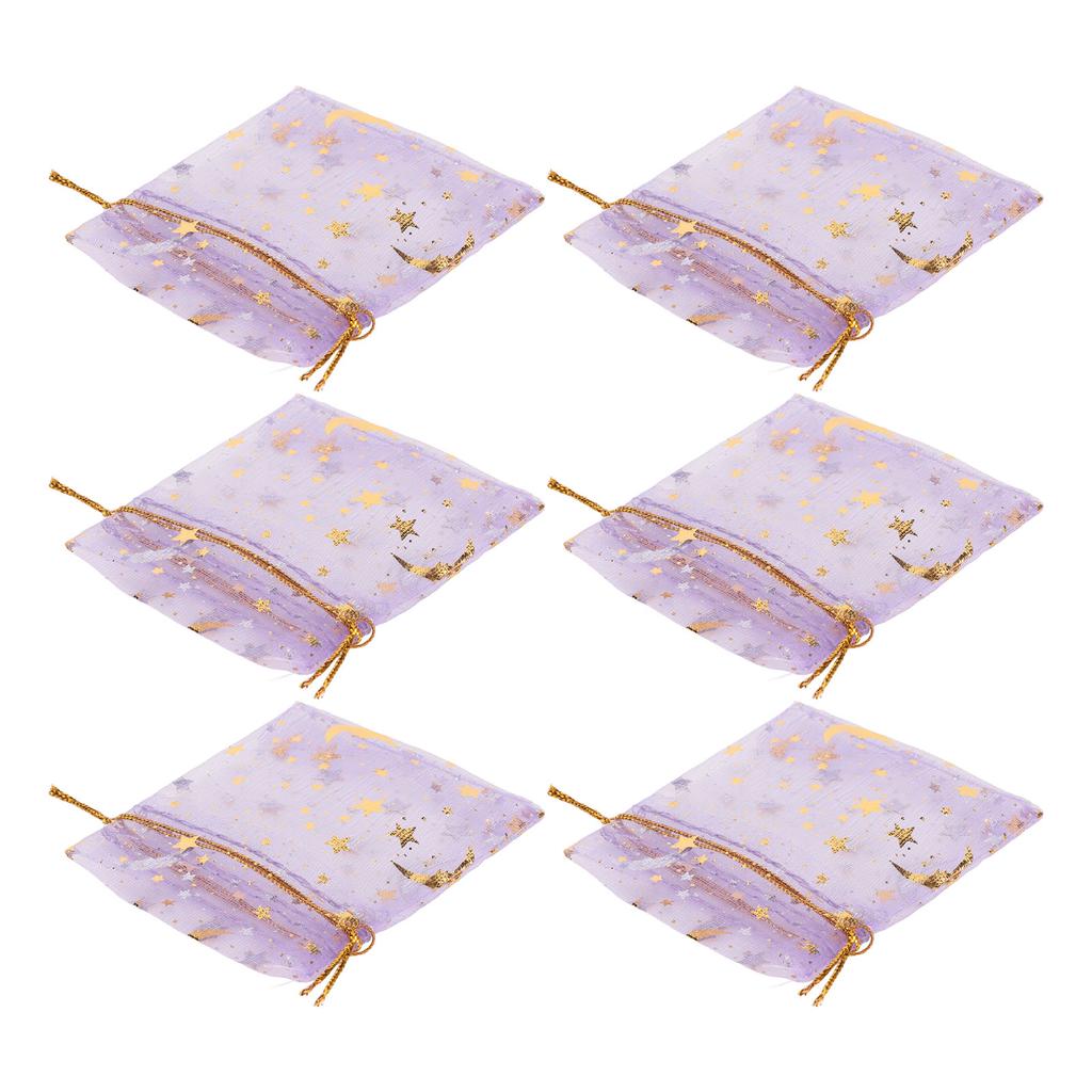 100 ks Organzové sáčky Měsíc Hvězda Krásné Vynikající Fialové Organzové Sáčky Organzové Sáčky se Stahovací Šňůrkou na Mýdlo