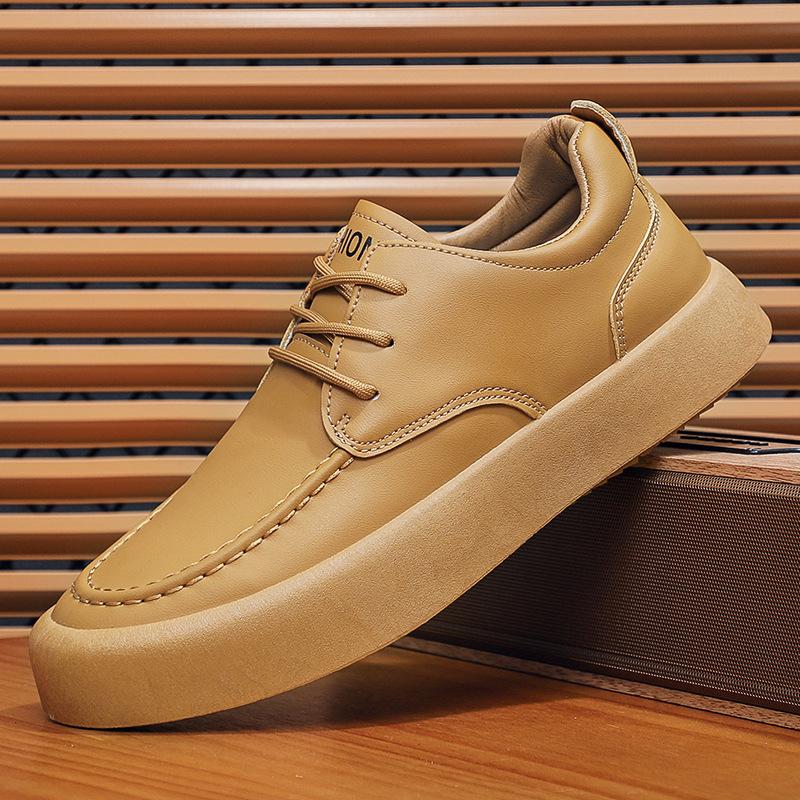 2025 Spring New Thick Soled Men Shoes Leather Surface Trend Sports Leisure Shoes British Style Loafer Casual Loafer