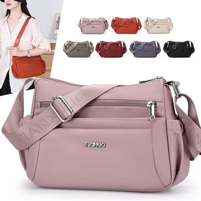Lightweight Nylon Crossbody Bag Multi Pocket Strap Casual Shoulder Purse for Women Daily Travel