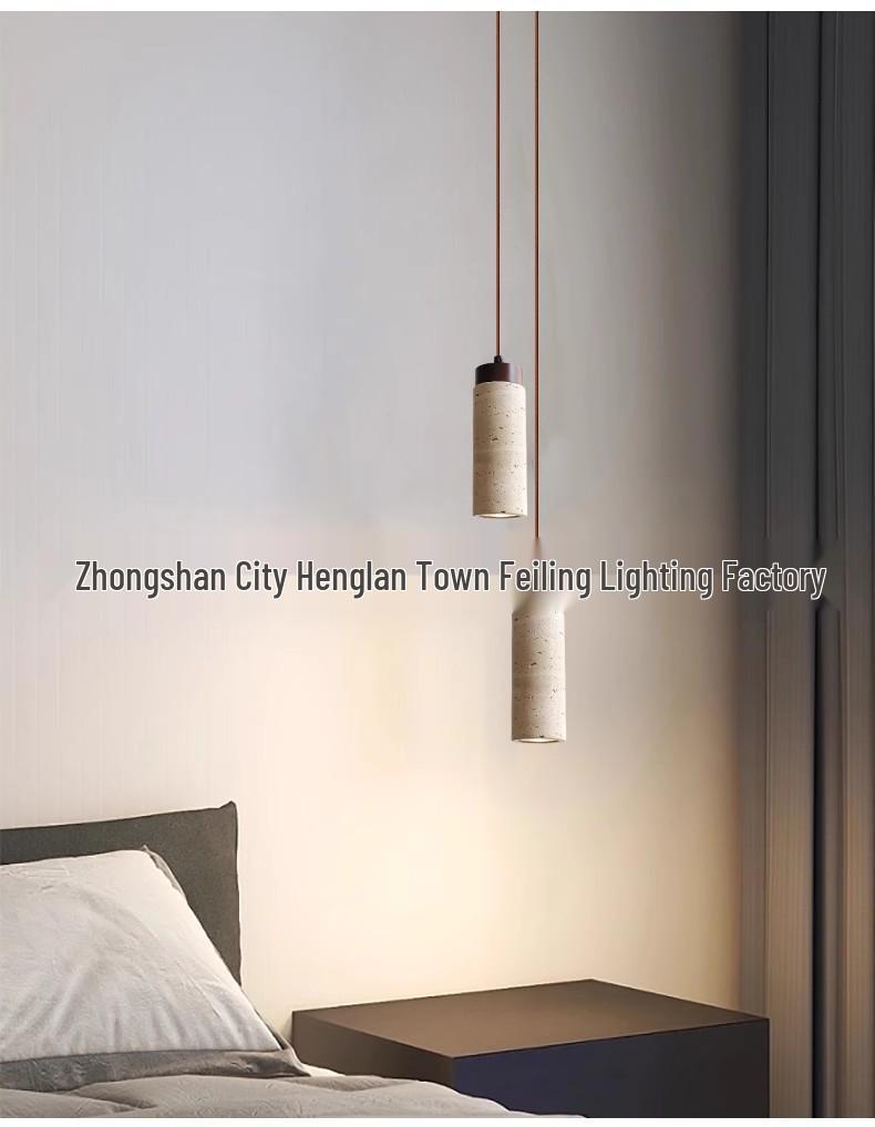 Nordic Wabi-Sabi Yellow Cave Stone Pendant for Restaurant or Bedroom Lighting