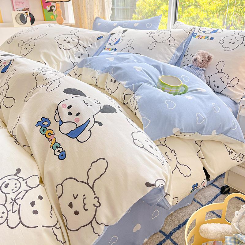 100% Cotton Bedding Four-piece Set, Skin-friendly and Breathable Quilt Cover, Bed Sheet Pillowcase Set