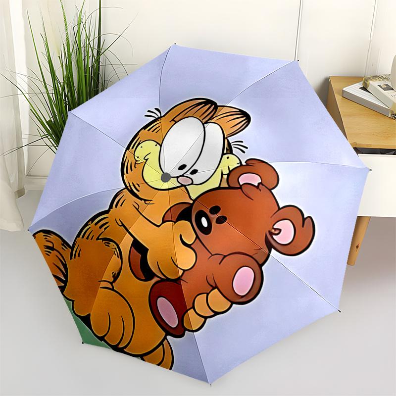 Garfield Hugger: Automatic Opening/Closing Umbrella with 3 Fold Design and Iron Frame, Perfect Gift for Fans and Travelers0104035a