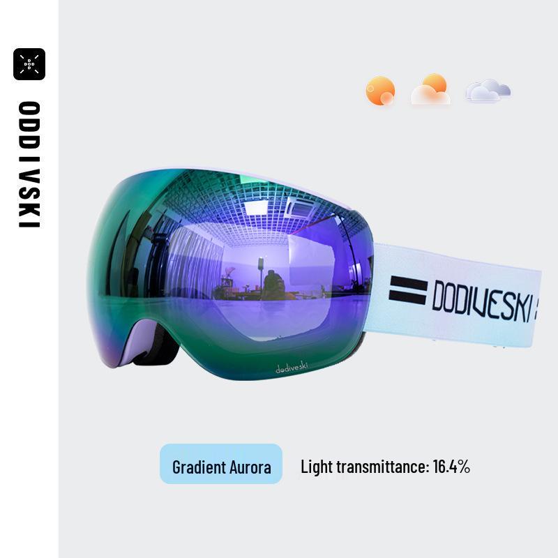 

Oddivski Anti-Fog Windproof Ski Goggles, Dual-Layer Spherical Eyewear for All Ages and Myopia