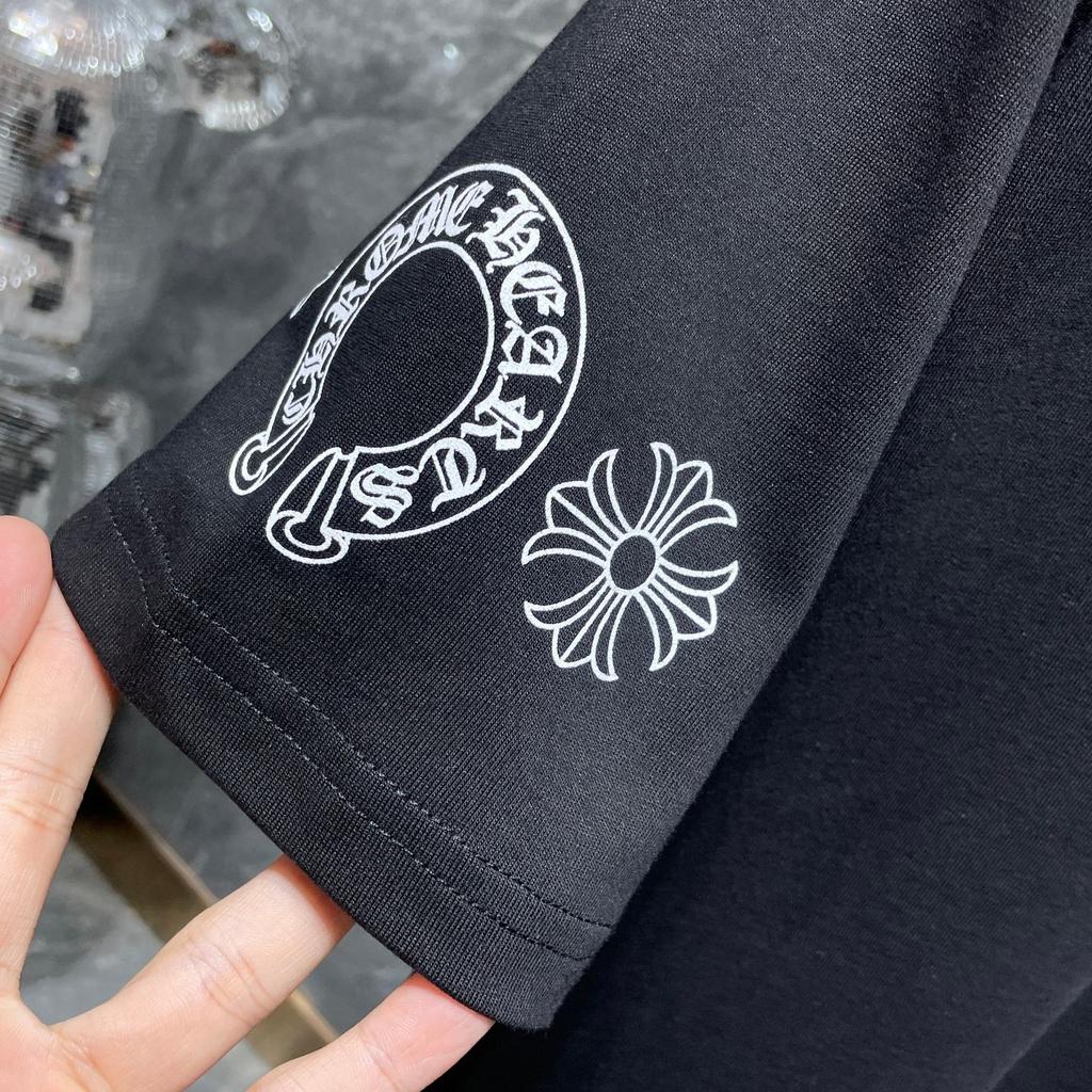 8556 CHROME HEARTS 2026 Summer New High Quality Cotton Round Neck Loose Large Size Men's and Women's T-shirt Couple T-shirt