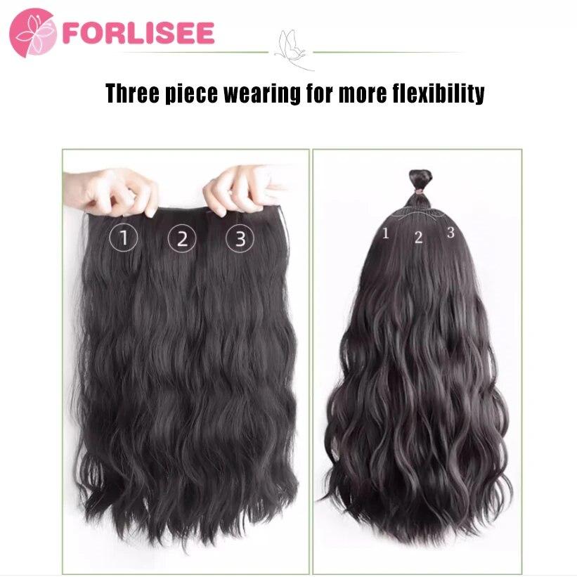 FOR Wig Women's Long Hair Three Piece Extension Long Curly Hair Increase Volume Fluffy Invisible Traceless Pad Hair Wig Pieces