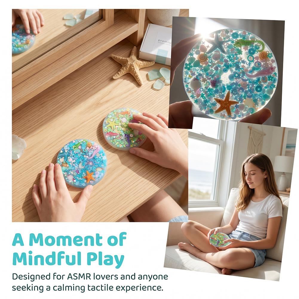 Giocattoli Sensoriali per Alleviare lo Stress a Tema Oceanico Silicone Picky Pad Decompressione Skin Picking Pad Per ADHD Giocattolo Sensoriale per l'Ansia