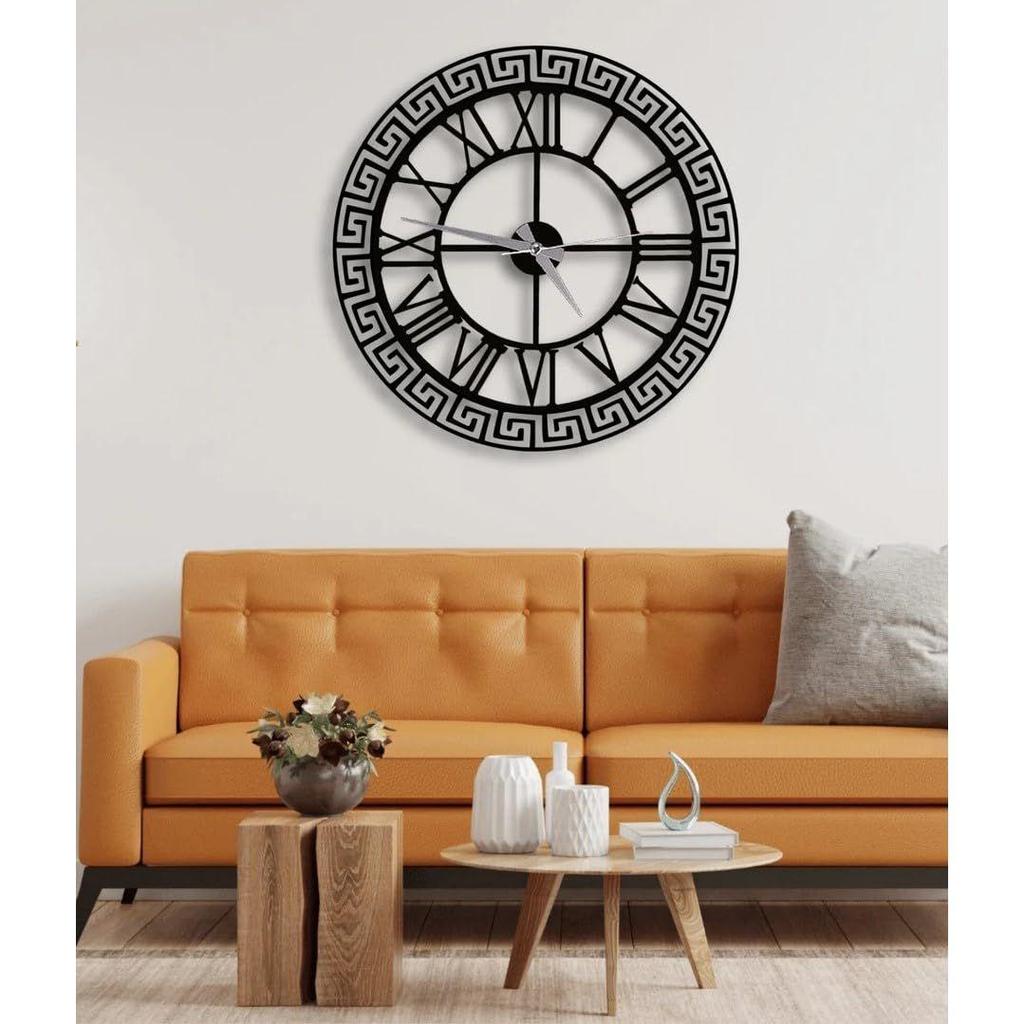 Large World Map Wall Clock, Metal Minimalist Modern Clock, Round Silent Non-Ticking Battery Operated Wall Clocks for Living Room/Home