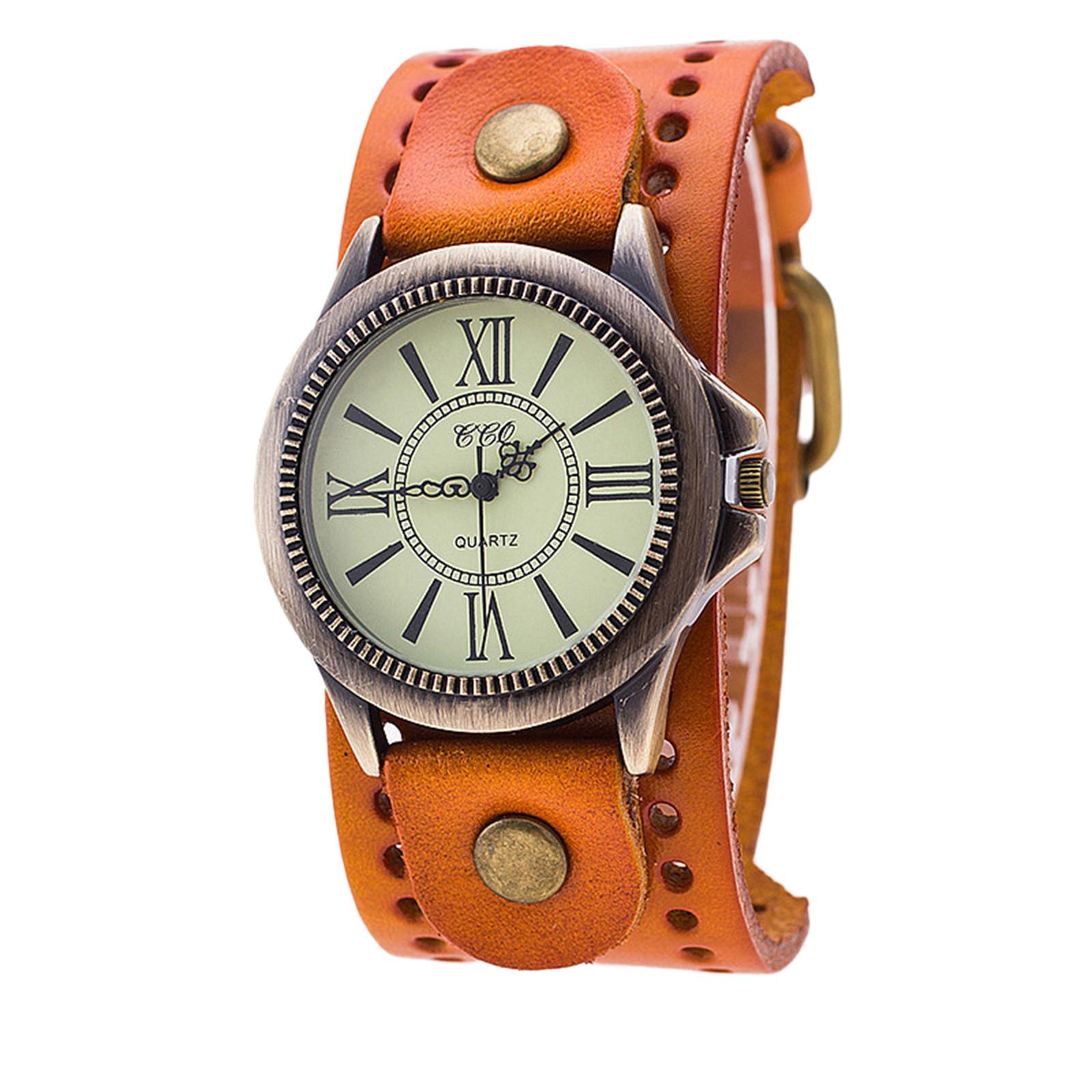 

Панк Ретро Часы из коровьей кожи Римские цифры Кварцевые часы Мужские и женские Повседневные часы Кожаные Винтажные часы Мужские Женские Наручные часы Кварцевые One Size