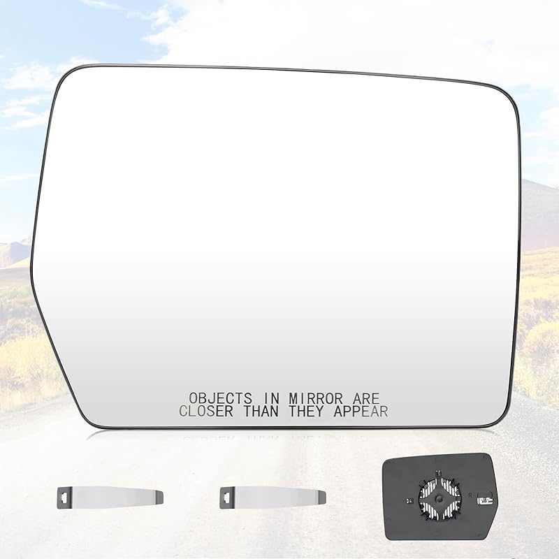 Youxmoto Driver Left Side Heated Mirrors Glass Replacement, Fit For Ford F150 2011 2012 2013 2014 Side View Mirror Glass With Rear Holder, Fit For