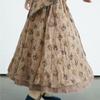 Johnature Women Vintage Print Floral Skirts Elastic Waist Loose High Quality Cloths Summer Loose A-Line Skirts