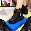 1 Pair Winter Women Boots Thick Flat Sole Faux Leather Side Zipper Solid Color Lace Up Soft Thermal Heat Retention Slip-on Anti-skid Shoes