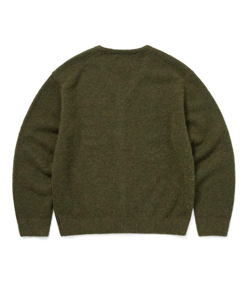 Thisisneverthat Hairy Knit Cardigan Olive Green