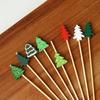 100 Stück festliche Weihnachts-Obstspieße mit Nikolaus-, Schneeflocken- und Baumdesigns - Einweg-Bambusspieße für Partys, Desserts