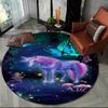 Unicorn Cartoon Animal Round Carpet Rug for Living Room Children's Bedroom Sofa Decor,Kid Paly Game Area Rug Non-slip Floor Mat