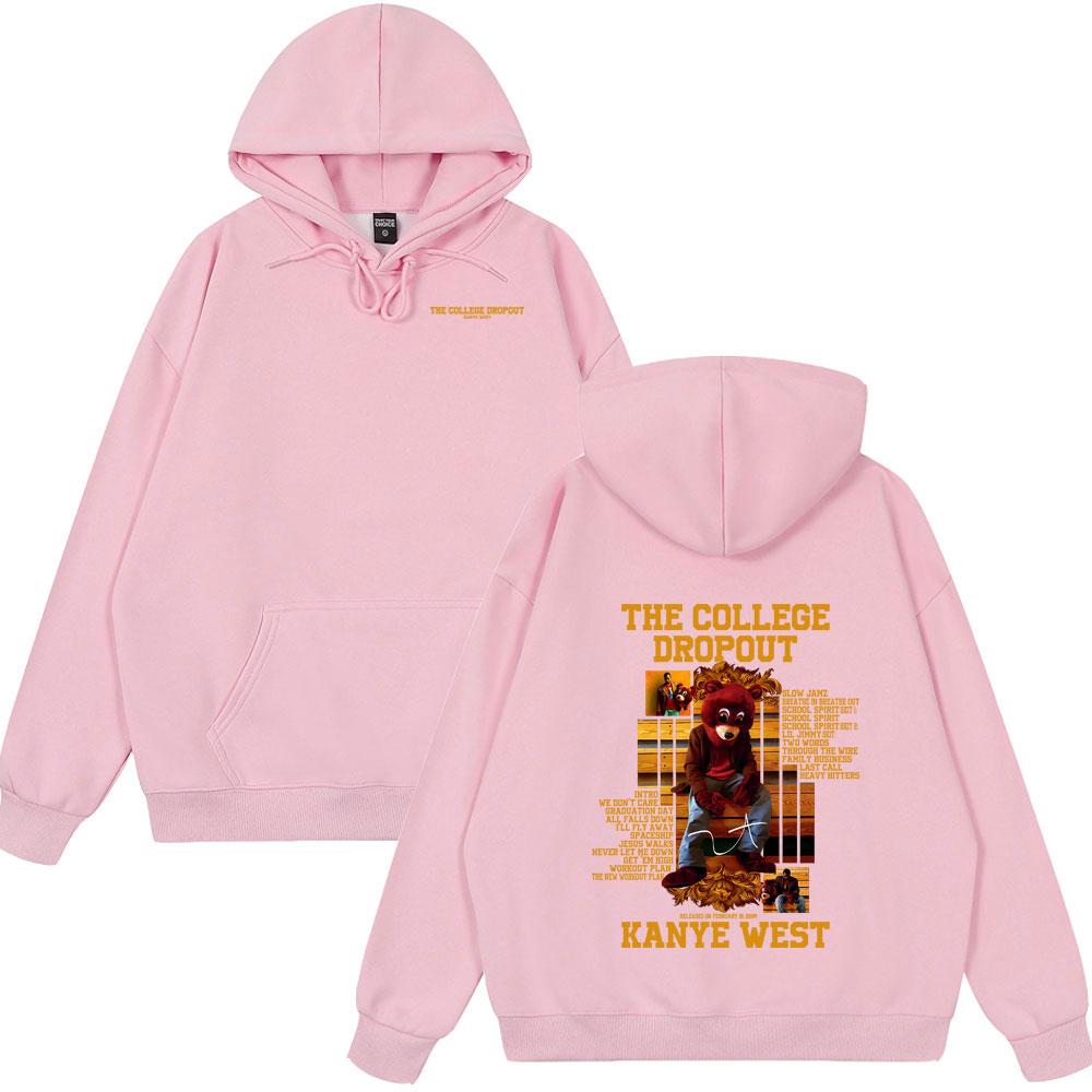 Rapper Kanye West The College Dropout Bear Graphic Hoodies Summer New Style Clothing Hip Hop Oversized Streetwears Spring Wears