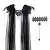 Halloween Cloak Black Feather Mesh Cloak Medium Dress Jewel Bracelet Stage Party Dance