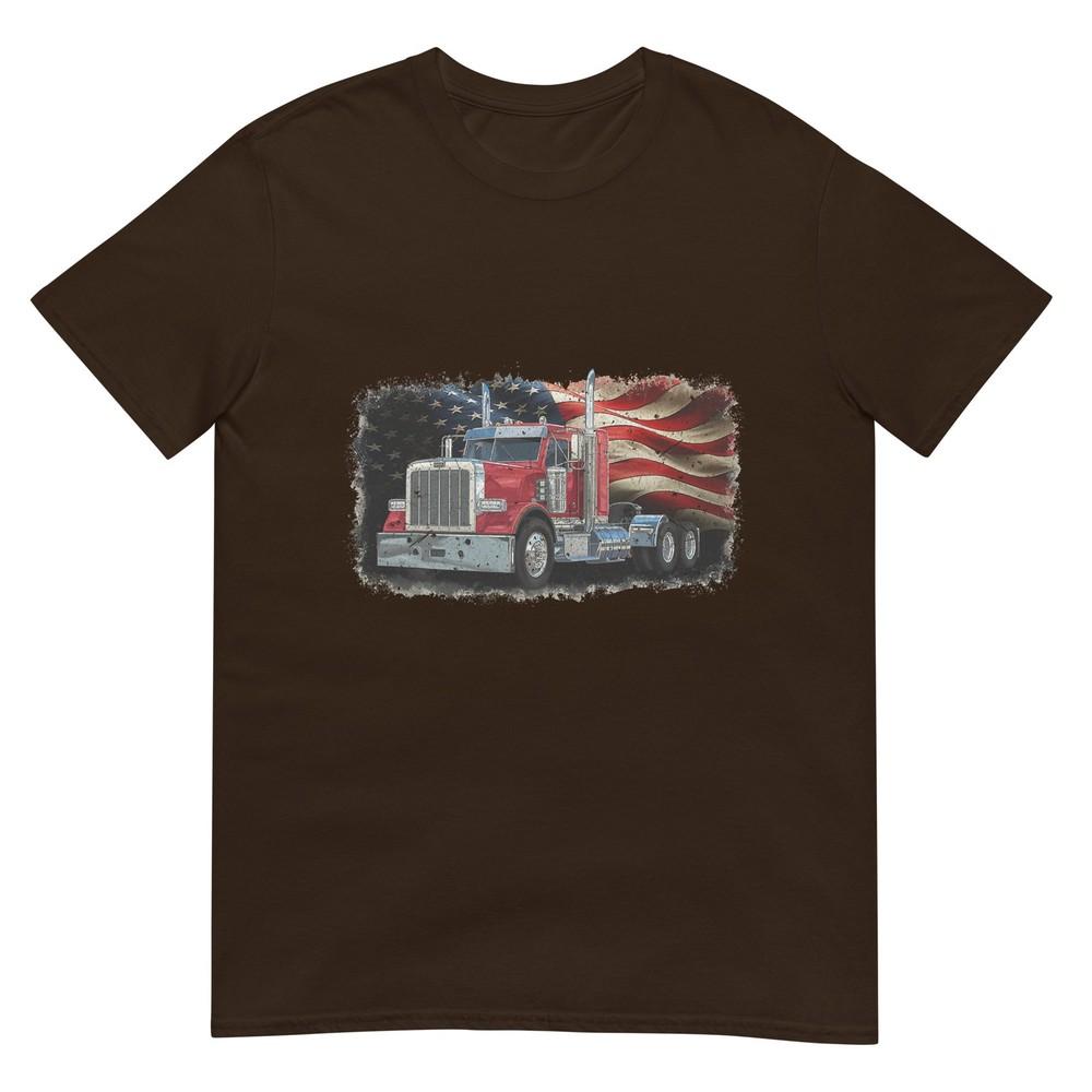 Driver Trucker Us Flag Semi Truck Patriotic 4th Of July Unisex TShirt