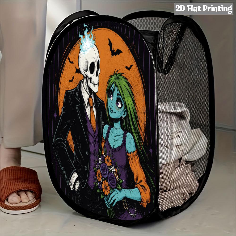 1Pcs Halloween Series 3 Pop-Up Laundry Hamper Expandable Mesh Hamper Basket for Room Bedroom Bathroom Organization Contemporary Storage