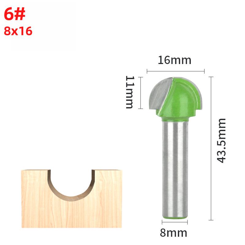 8-Pattern Round Bottom & Head Woodworking Milling Cutter, Grooving & Trimming Router Bit for Engraving & Bakelite Milling