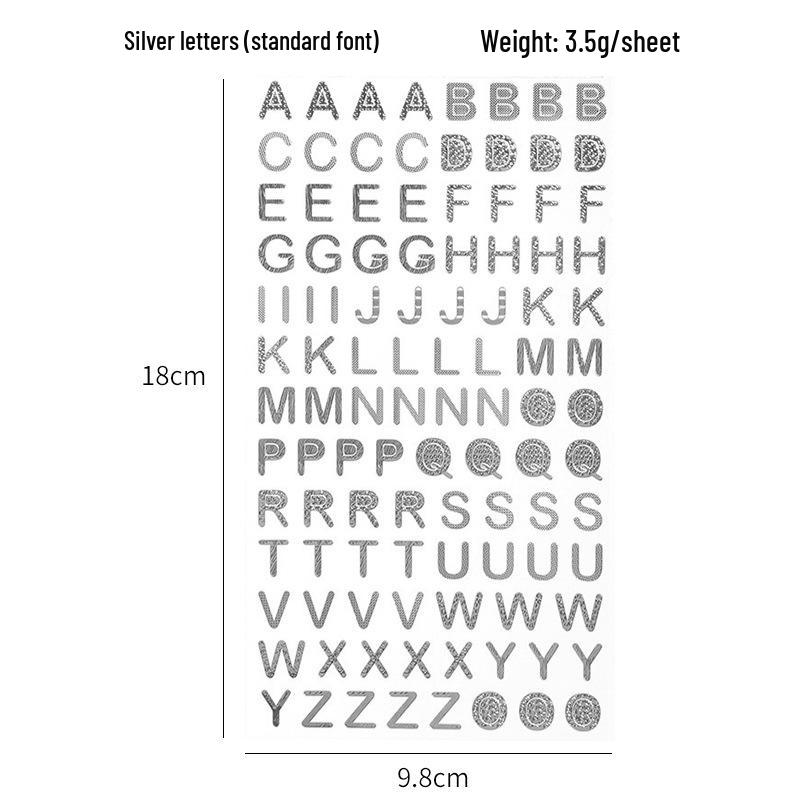 Gold & Silver Hot Stamping Letter & Number Stickers for DIY Photo Albums, Journals, and Diaries - 6 Styles Available