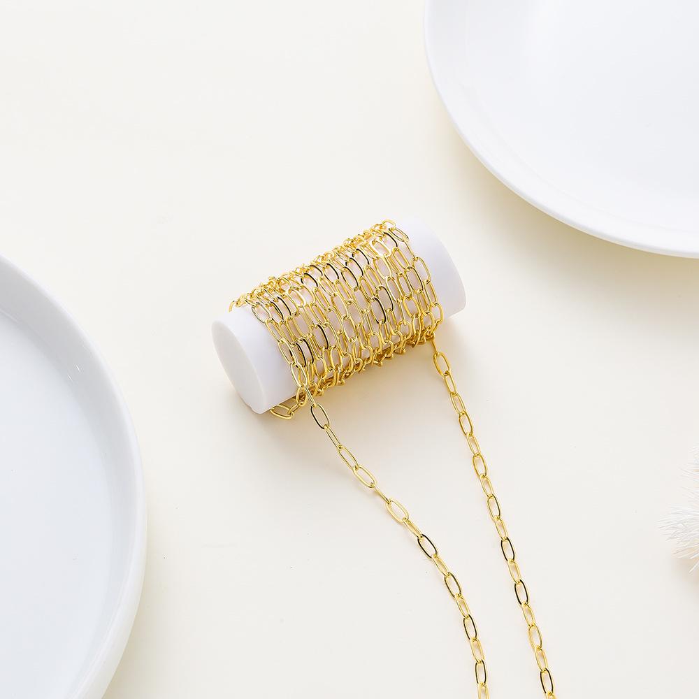 14k/18k pozlacený měděný řetízek s dlouhou životností barvy, masivní obdélníkový článek, pro výrobu DIY šperků, náhrdelníků