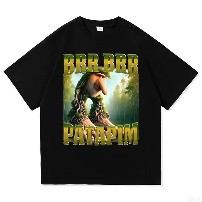 

Creative Humor Crocodilo Printed Pure Cotton T-shirt Men and Women with The Same Round Neck Cotton Short-sleeved T-shirt 4XL