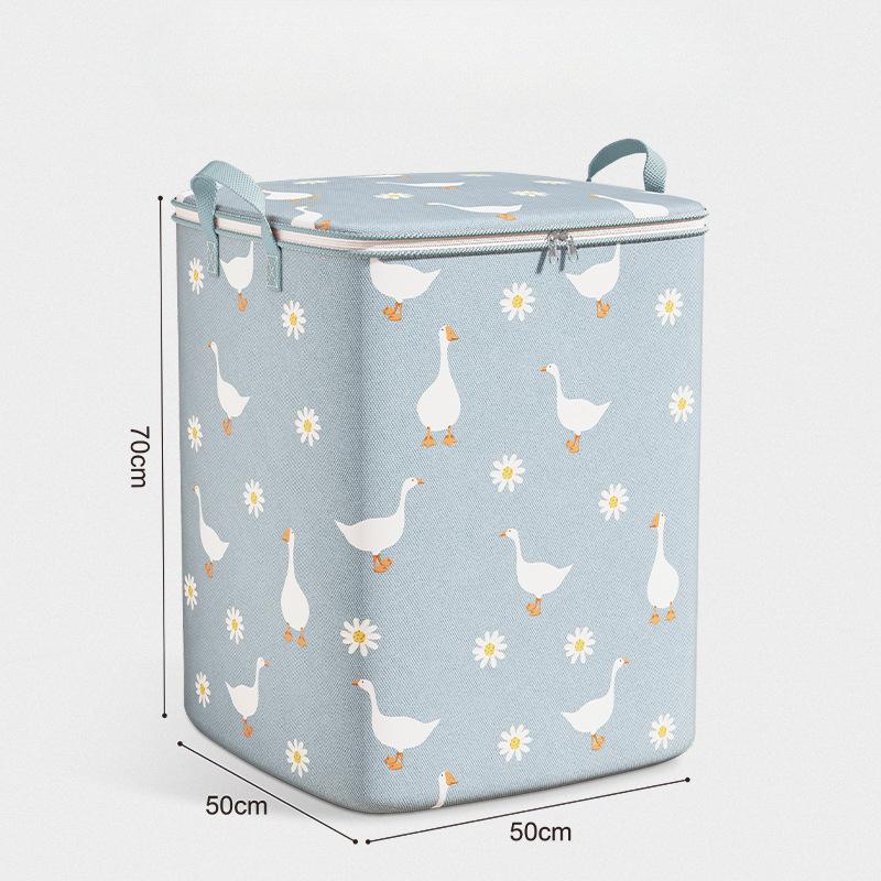 Niedliche Quilt-Aufbewahrungstasche mit Gänseblümchen und Ente, staubdicht, Organizer, Kleiderschrank, platzsparende Tasche, Reise, Umzug, Bettwäsche, Aufbewahrungsorganisation