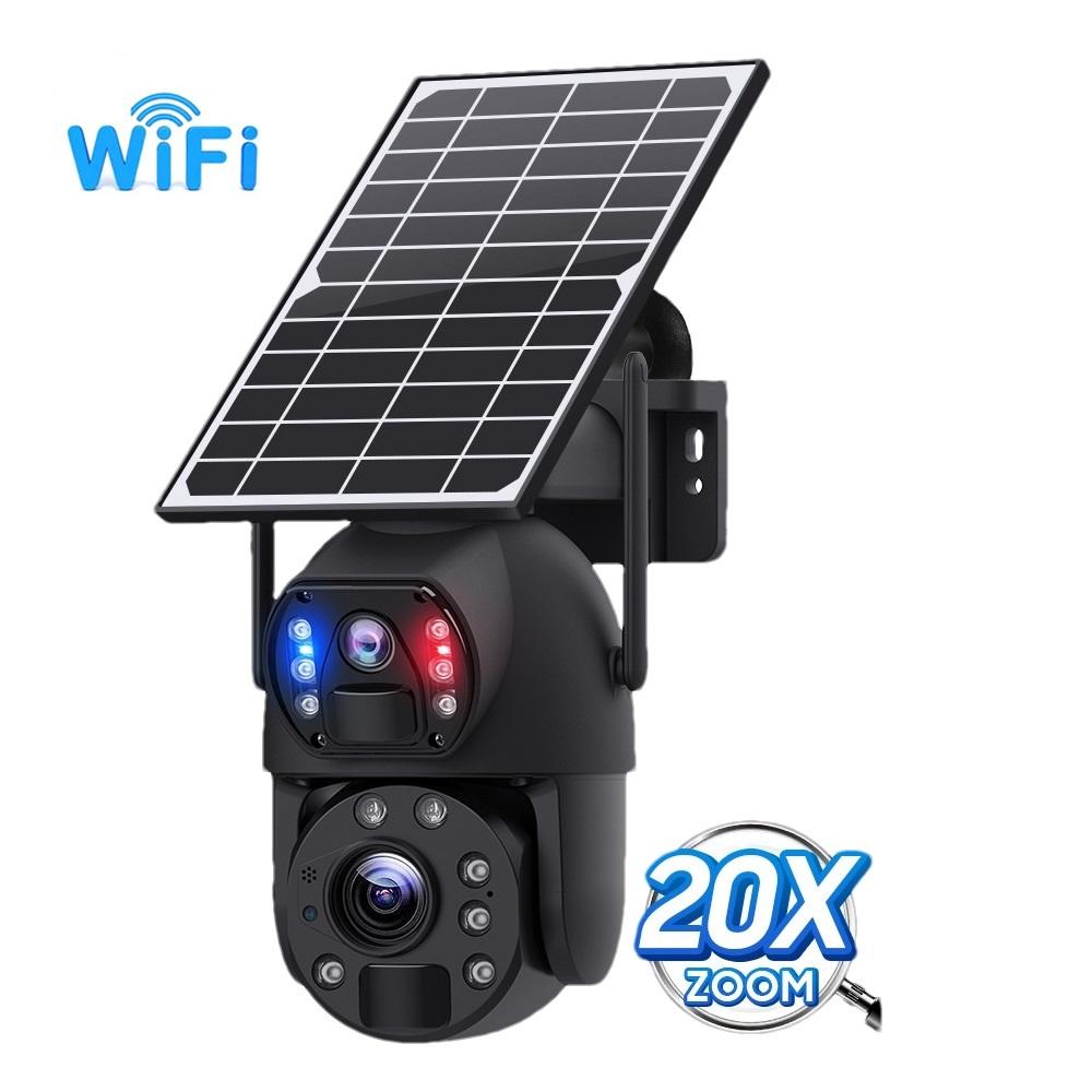 10x/20x Zoom 4G/WIFI Solar Powered Camera, HD Night Vision Security Camera, Solar Panel, PIR Human Motion Detection Monitor