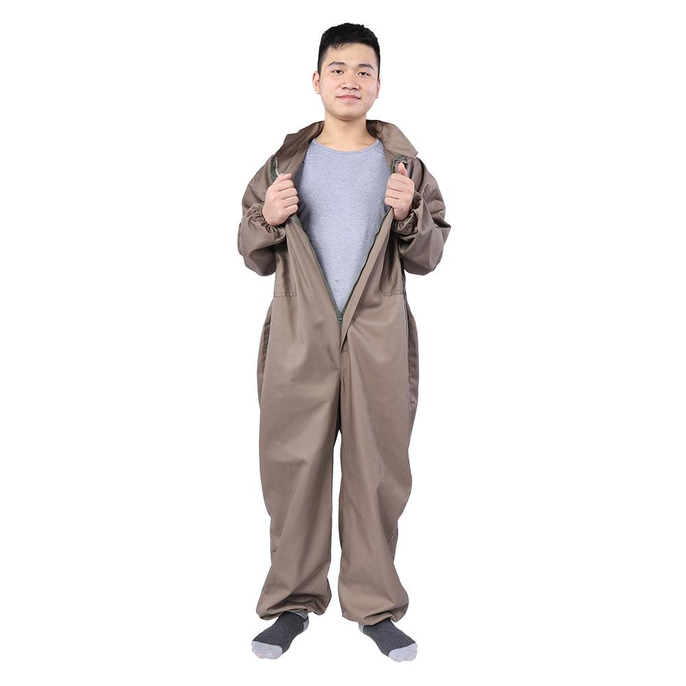 Cotton Zippered Protective Beekeeping Suit with Hooded Veil Beekeeper Clothing