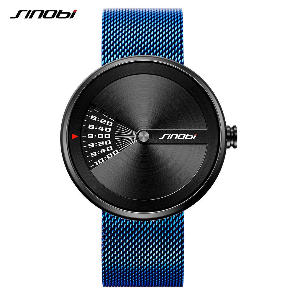 

SINOBI мужские модные часы оригинальный дизайн креативные мужские кварцевые наручные часы с сетчатым ремешком мужские часы Relogio Masculino чёрный