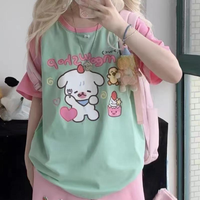 Y2k Emo Summer Women Korean Japanese Harajuku Short Sleeve Egirl Anime T-shirts Aesthetic Oversized Kawaii Tshirt Tops Clothes