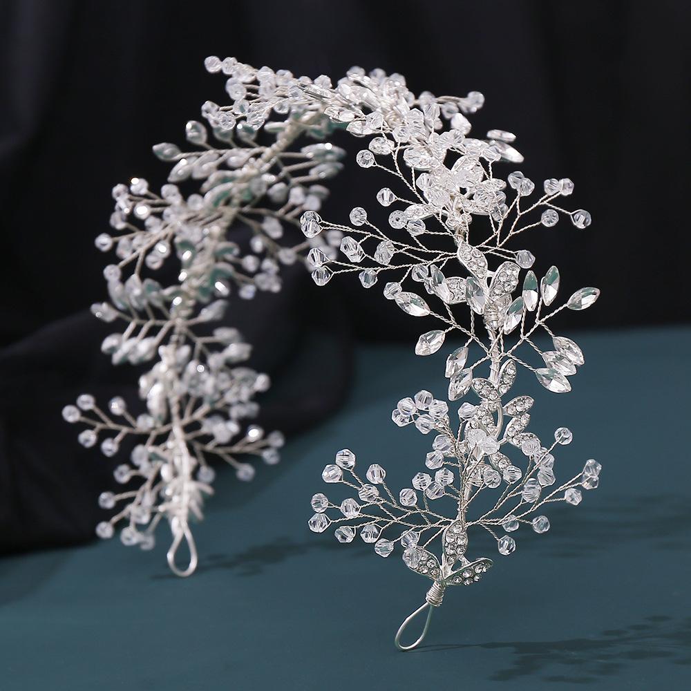 2026 European and American new headgear, silver leaf flower headband, wedding dress accessories, bridal accessories