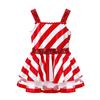 Figure Ice Skating Dress for Girls Holiday Costume Christmas Candy Cane Dress Kids Sleeveless Xmas Party Dress
