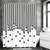 Black Line Dot Shower Curtain, Bathroom Decorative Shower Curtain, Waterproof Shower Curtain with Hooks