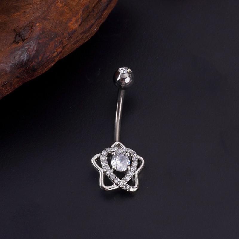 

Кольцо для пирсинга пупка Паук из нержавеющей стали с подвеской в виде сердца с цирконом для женщин, украшение для пирсинга тела