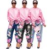 Women Denim Pant Jeans Print Floral Long Pants Hot Drilling High Waist Straight Trousers Y2k Streetwear Elegant Hole Work