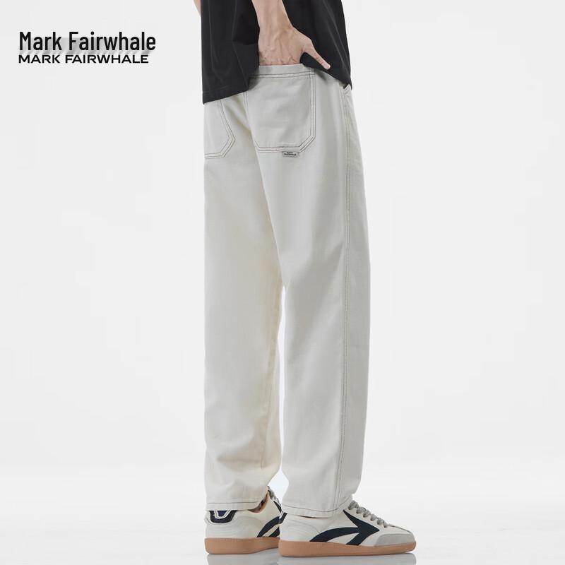 Mark Fairwhale Men's White Straight Loose Jeans