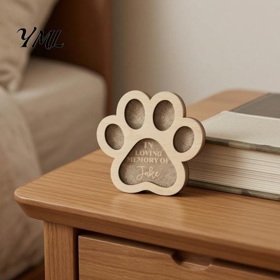 Haar-Erinnerungsbox als Mitgefühl-Geschenk bei Haustierverlust, Niedliche Pfotenform Gedenk-Holz-Erinnerungsbox für Katzenfell Hunde und Katzen,