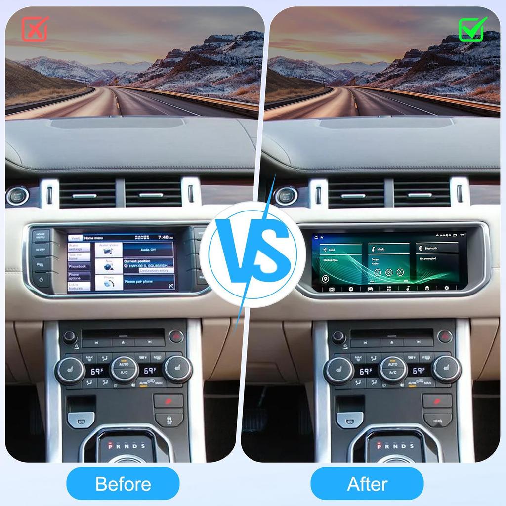 Integrated Navigation System for 2012-2018 Land Rover Range Rover Evoque, Retaining Original Style and Features.