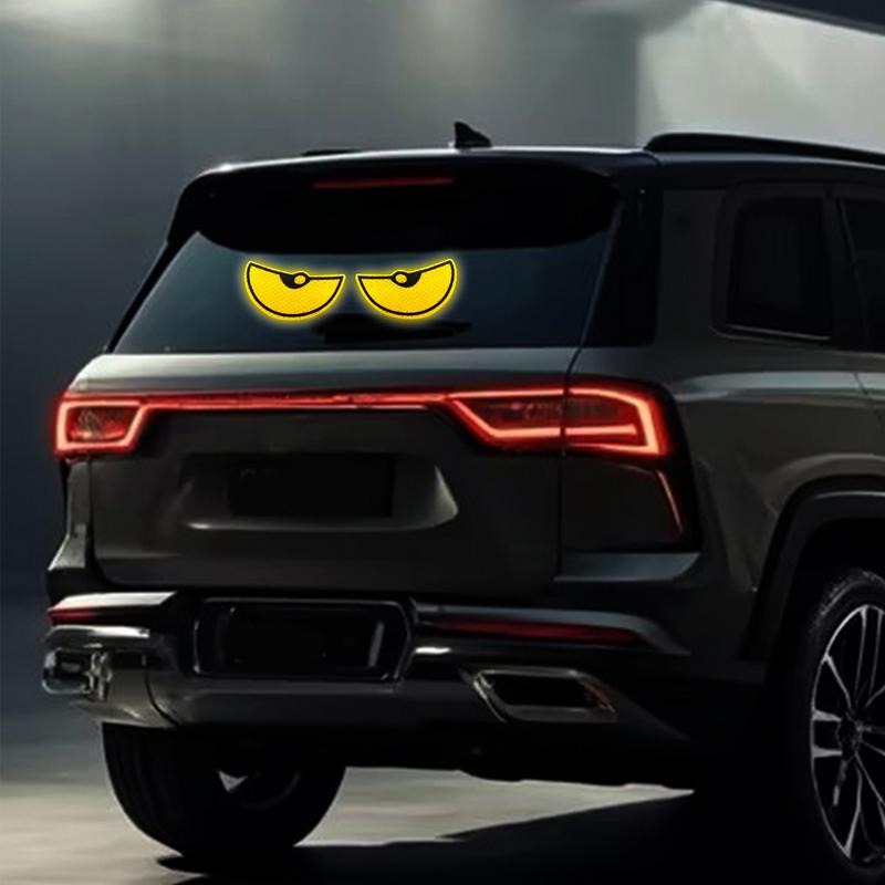 2pcs Funny Eyes Car Motorcycle Stickers Helmet Fairing Rear Window Decoration Decal Electric Car Motorcycle Reflective Stickers