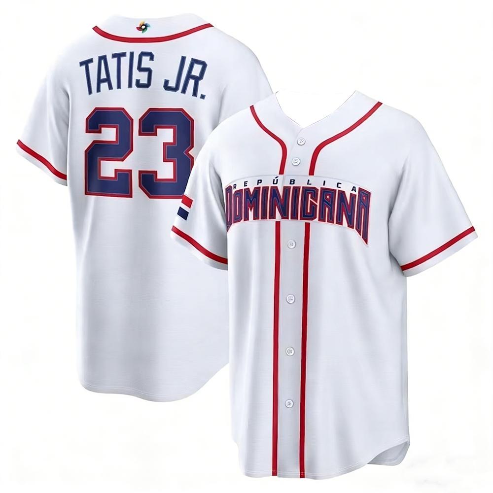 Maglia da Baseball della Nazionale Dominicana Traspirante Asciugatura Rapida Stampa Digitale Trendy Stile Streetwear Maglia Casual per i Tifosi
