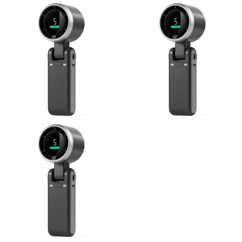 Premium-3X Handheld Turbo Fan, 5 Gear Wind, Battery Operated, Up To 12 Working Hours, Hand Fan With Air Turbo Tech Black